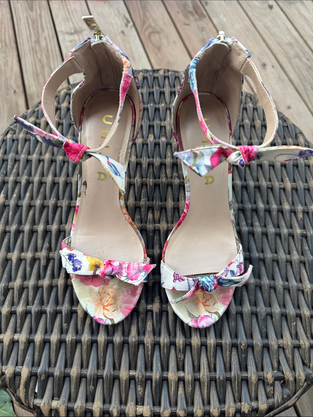 Unisa Multicolor Floral Knot Ankle-Strap Heels - Women